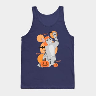 HALLOWEEN PUMPKIN LIGHT GRAY CAT Tank Top